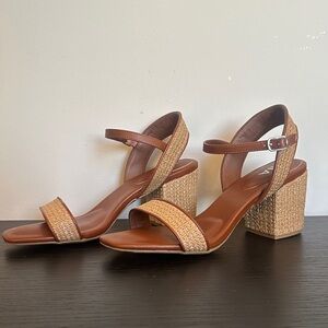 NWT - MIA Strappy Rattan Block Heel Sandals